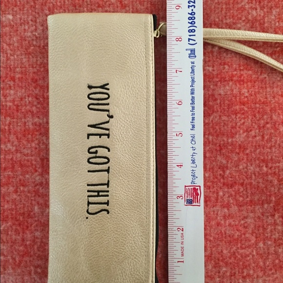 “You’ve Got This” Gold Clutch with strap handle - Picture 3 of 3